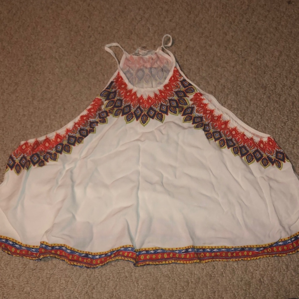 Poema white abstract crop top